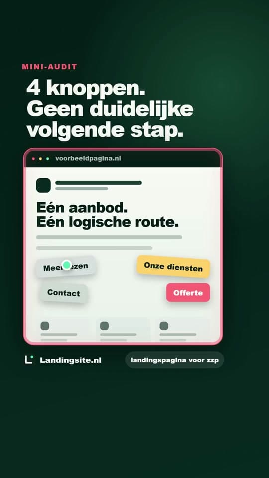 Cover van de nieuwste TikTok-video van Landingsite.nl over een duidelijke hoofdactie